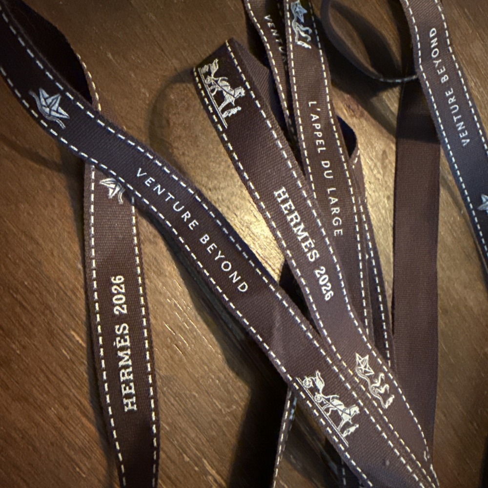 Authentic Hermes 2026 Packaging Ribbon Hermès Gift Ribbon Brown White 74"